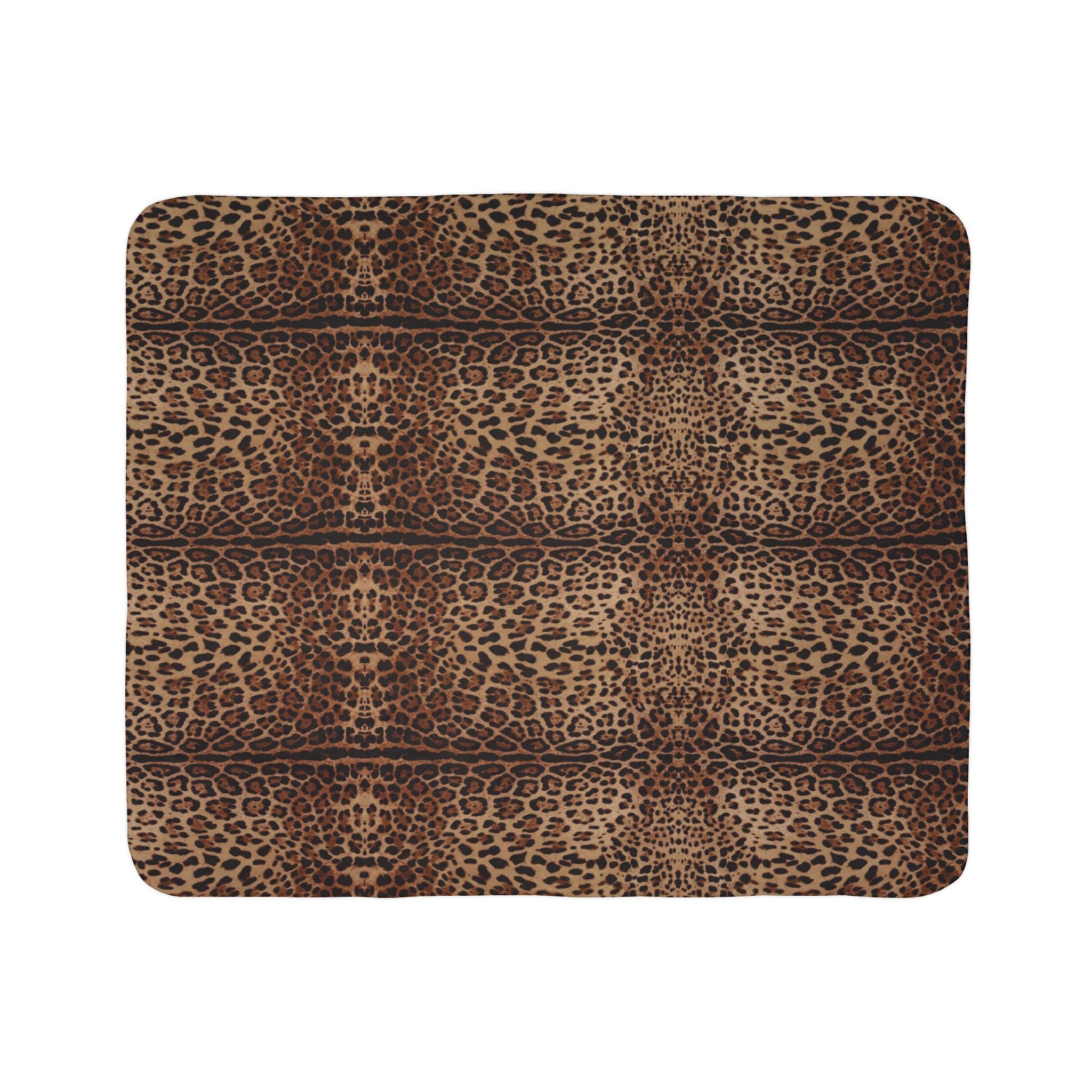 Leopard Print Fleece Sherpa Blanket