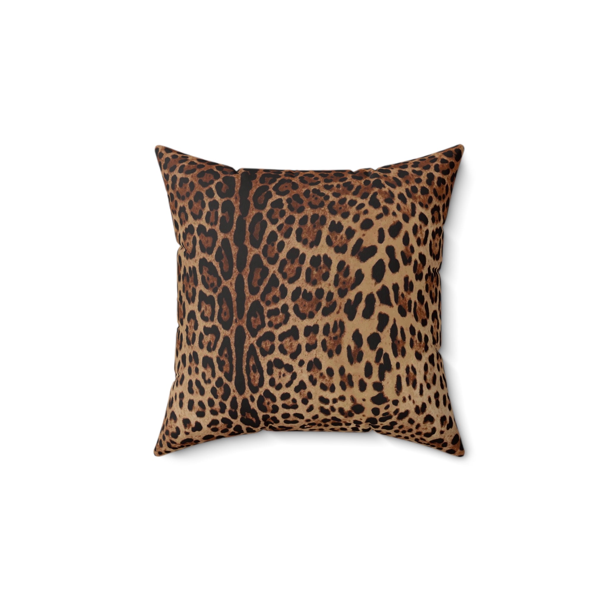 Leopard Print Faux Suede Square Pillow