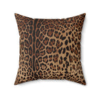 Leopard Print Faux Suede Square Pillow
