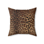 Leopard Print Faux Suede Square Pillow