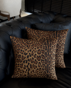 Leopard Print Faux Suede Square Pillow