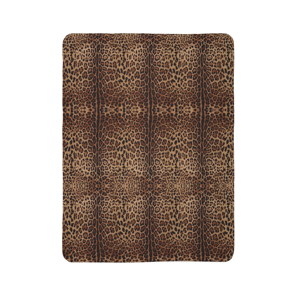 Leopard Print Fleece Sherpa Blanket