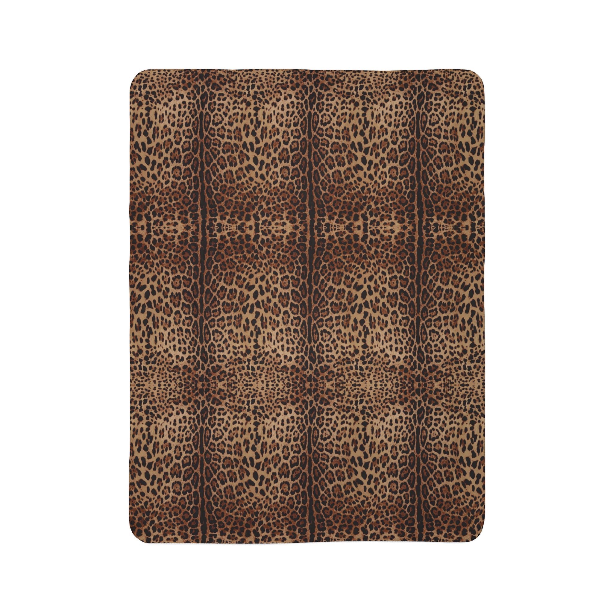 Leopard Print Fleece Sherpa Blanket
