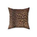 Leopard Print Faux Suede Square Pillow